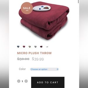 Burgundy red heated blanket throw